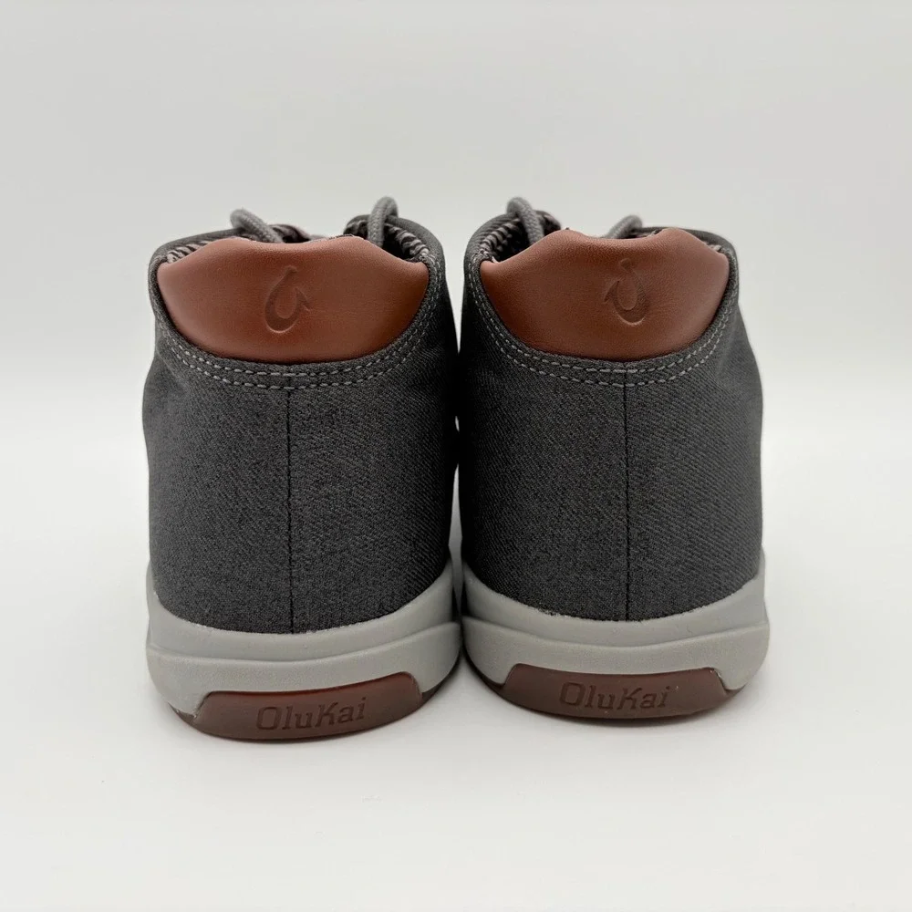 Olukai Nana Hele Wai'Apo Chukka Boots Mens Size 13 Dark Gray Canvas Lace Up